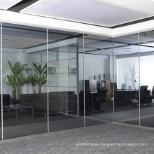 Frame Hidden Aluminum Poder Coating Demountable Double Layer Glazed Glass Partition Wall For Office Meeting Room